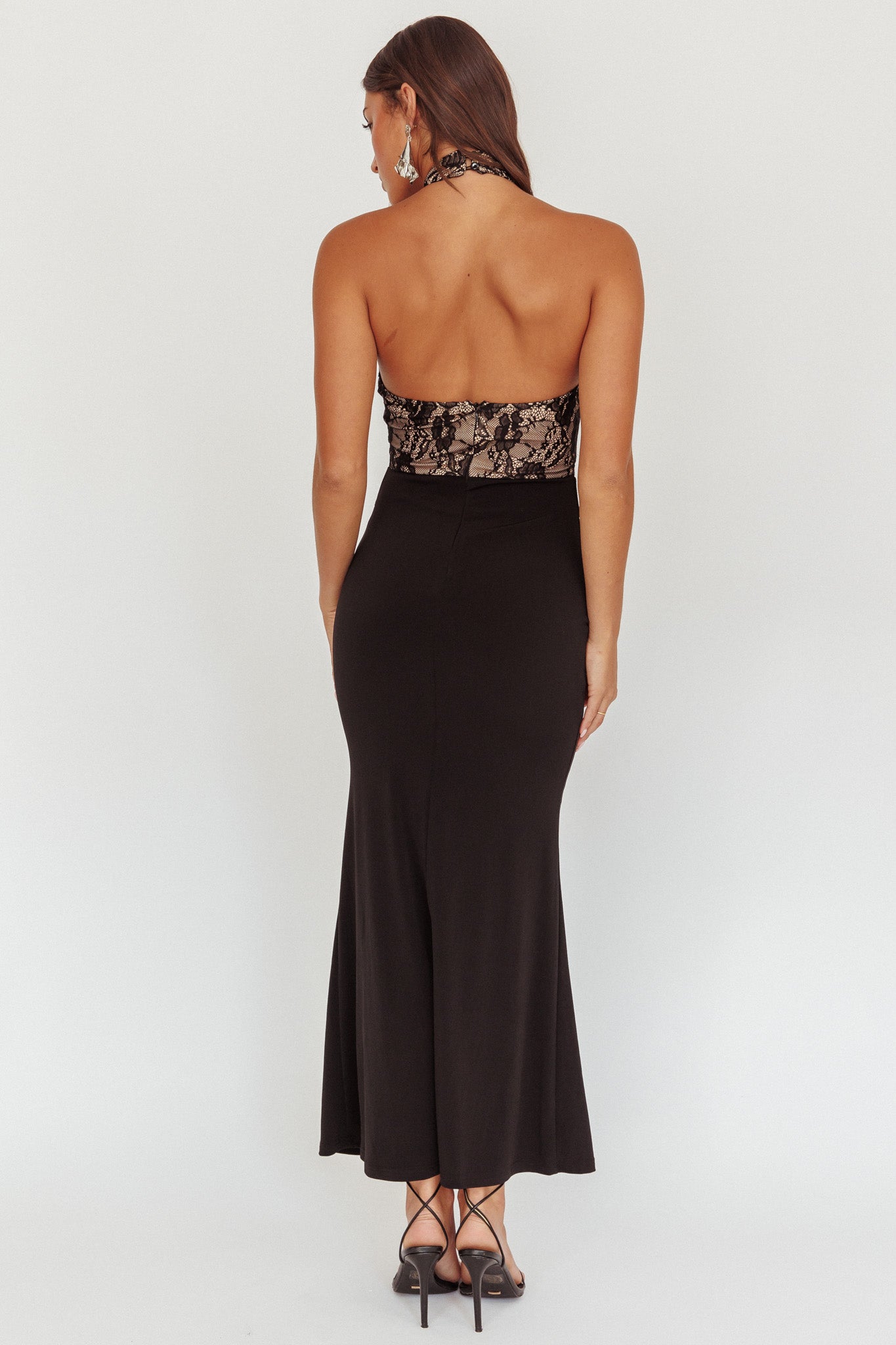 Abito lungo con corpetto in pizzo Lovelight nero