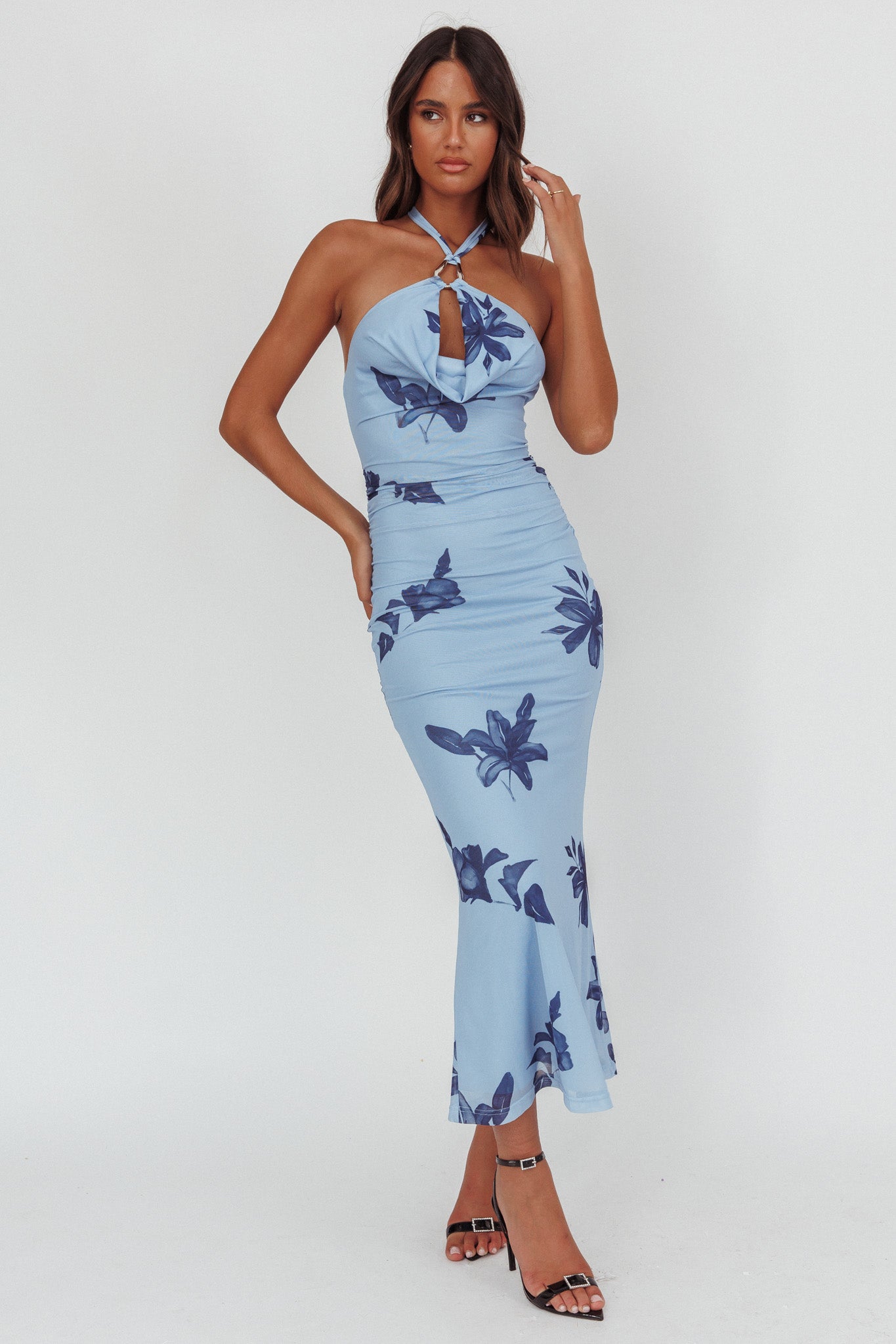 Abito lungo con scollo all'americana One Night Cowl Lily Blue