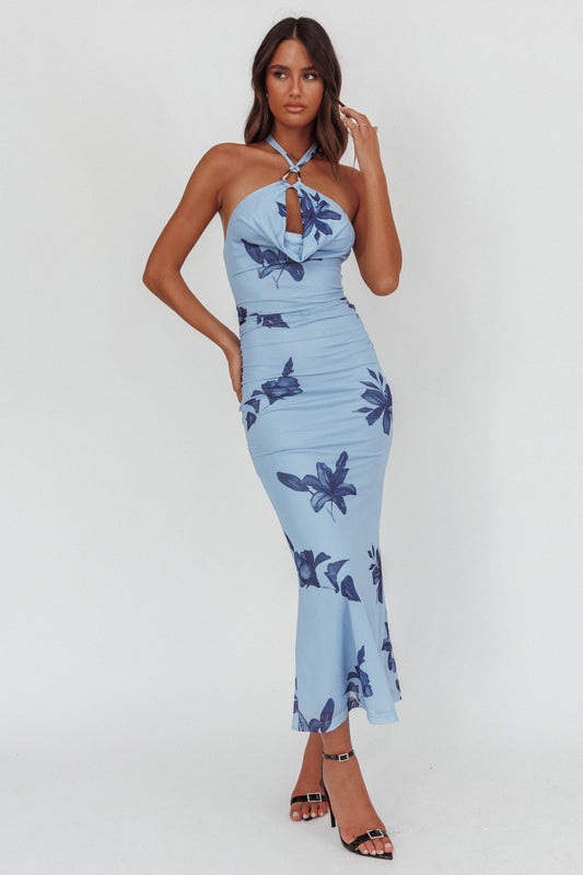 Abito lungo con scollo all'americana One Night Cowl Lily Blue