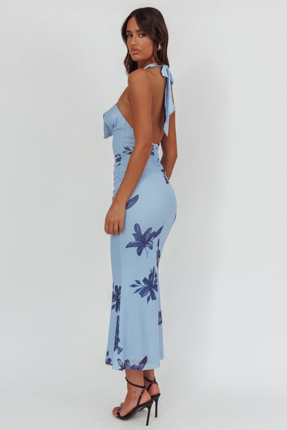Abito lungo con scollo all'americana One Night Cowl Lily Blue