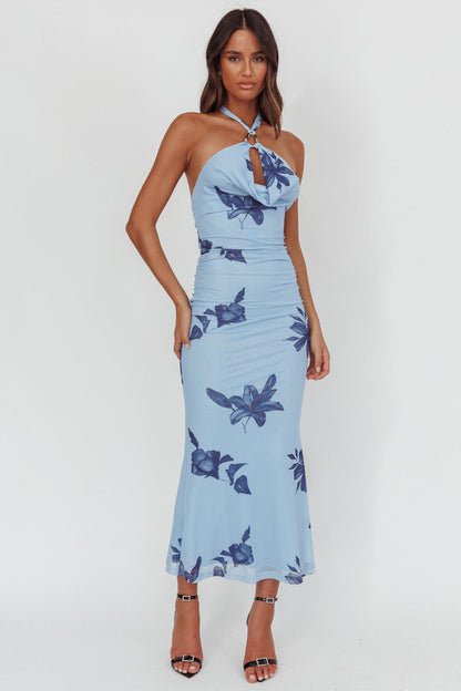 Abito lungo con scollo all'americana One Night Cowl Lily Blue