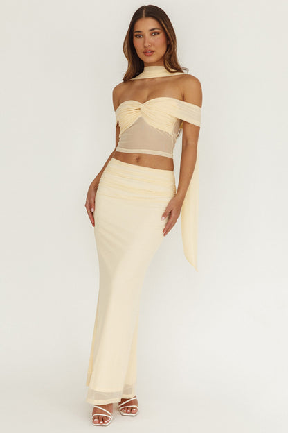 Top corto con spalle scoperte All The Lights, color crema