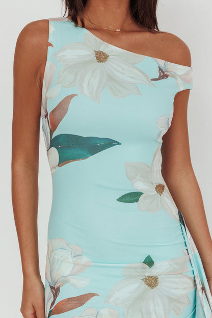 Raphaella Abito lungo con scollo asimmetrico e spacco Magnolia Mint