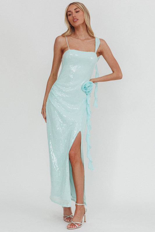 She Glows Cami Strap Sequin Maxi Dress Menta