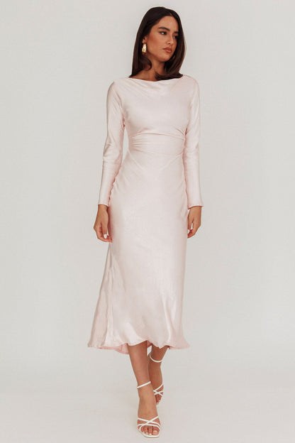 Abito midi Loveland con schiena scoperta, rosa baby