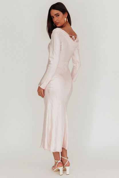 Abito midi Loveland con schiena scoperta, rosa baby