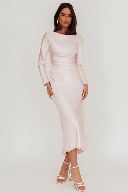 Abito midi Loveland con schiena scoperta, rosa baby