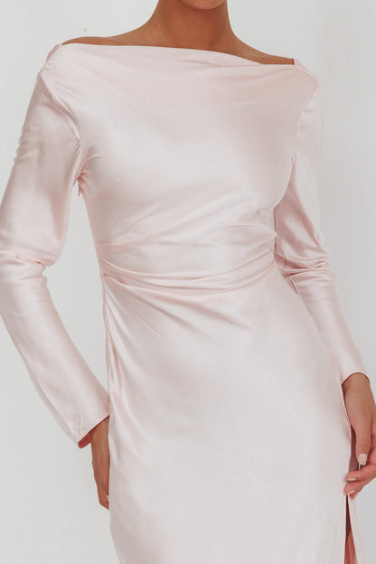 Abito lungo con scollo a V e maniche lunghe Loveland, rosa