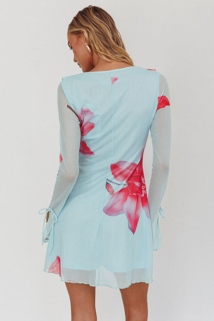 Mini abito con volant Sea Dreaming blu floreale