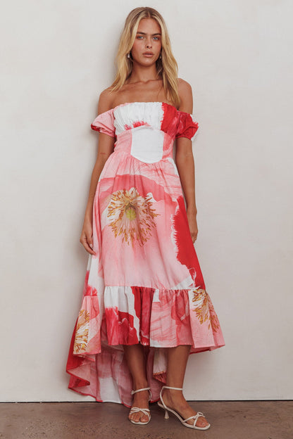 Abito lungo con busto arricciato Sunday Mornings Floral Blush