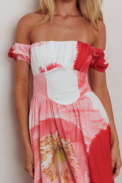 Abito lungo con busto arricciato Sunday Mornings Floral Blush