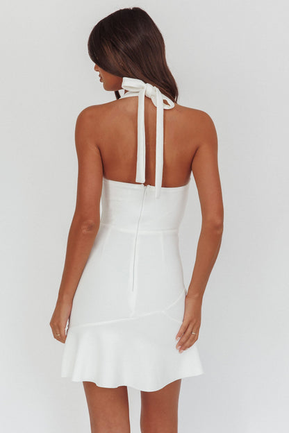 Mini abito bianco con scollo all'americana Fire Of Stars