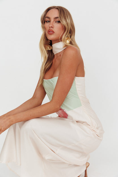Abito lungo Damsel Reverse Halter Flower Green