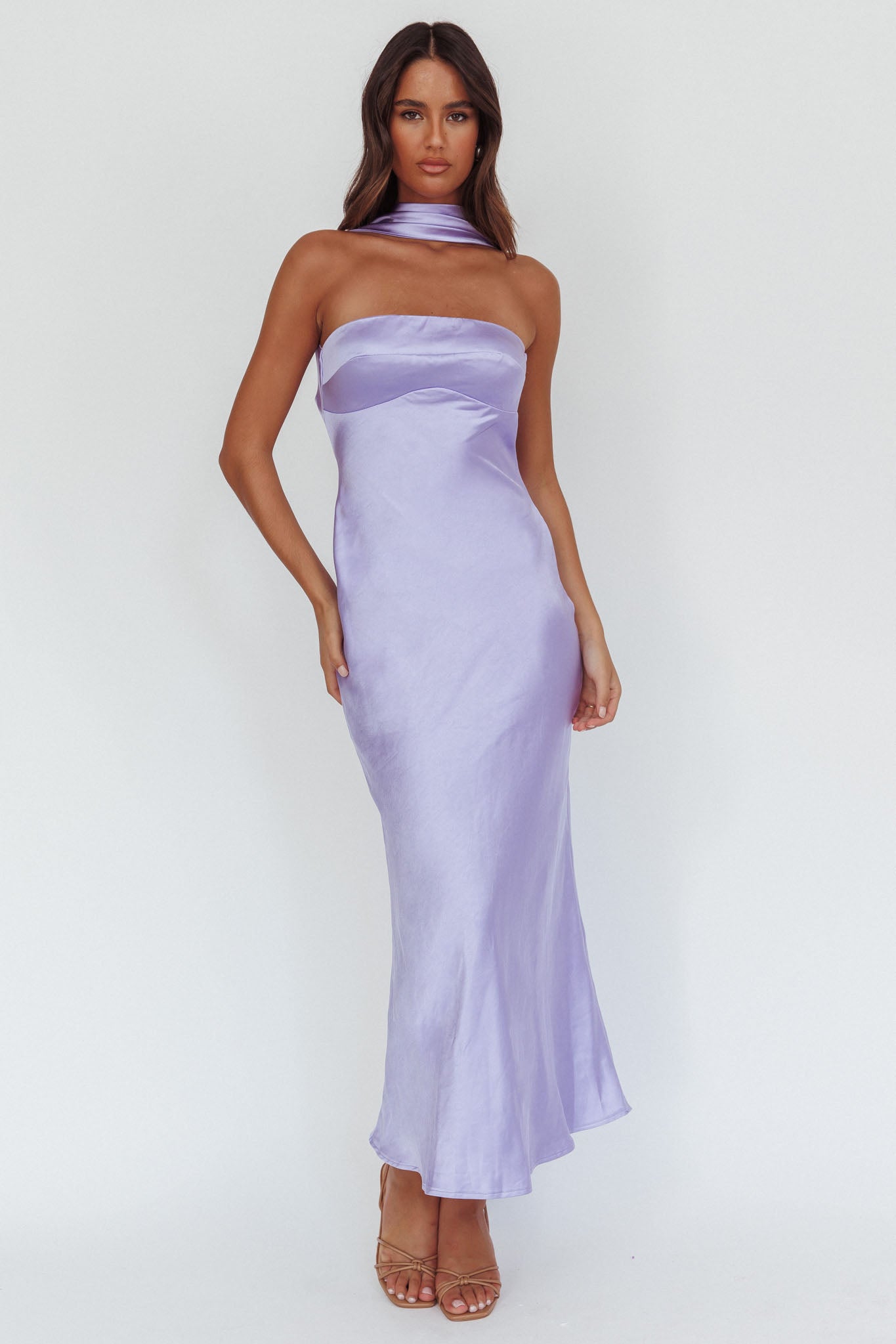 Abito lungo Damsel Reverse Halter Satin Lilla