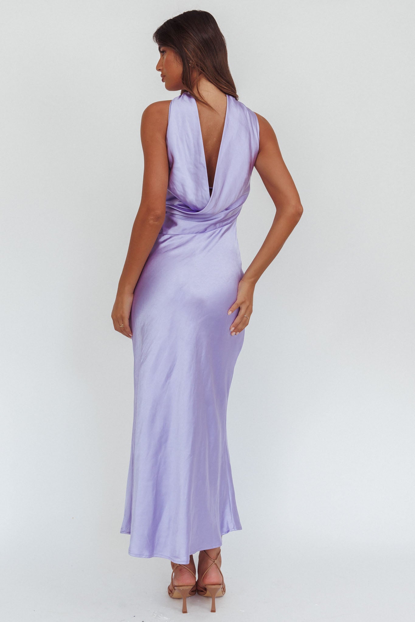 Abito lungo Damsel Reverse Halter Satin Lilla