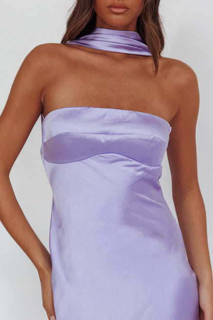 Abito lungo Damsel Reverse Halter Satin Lilla