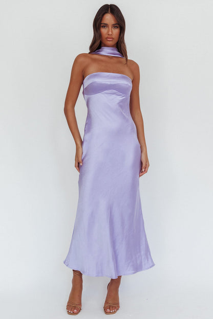 Abito lungo Damsel Reverse Halter Satin Lilla