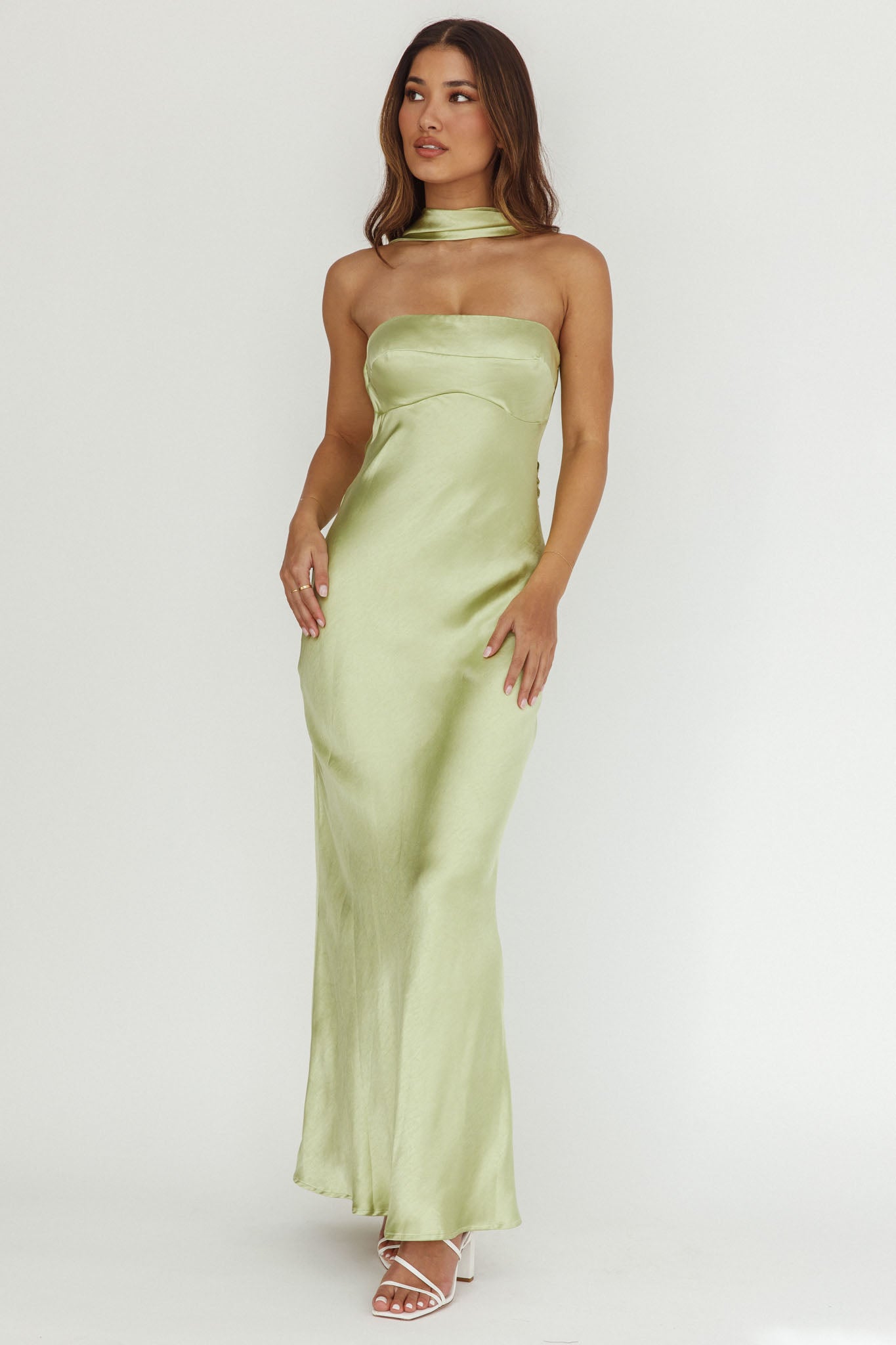 Abito lungo Damsel Reverse Halter Pistachio