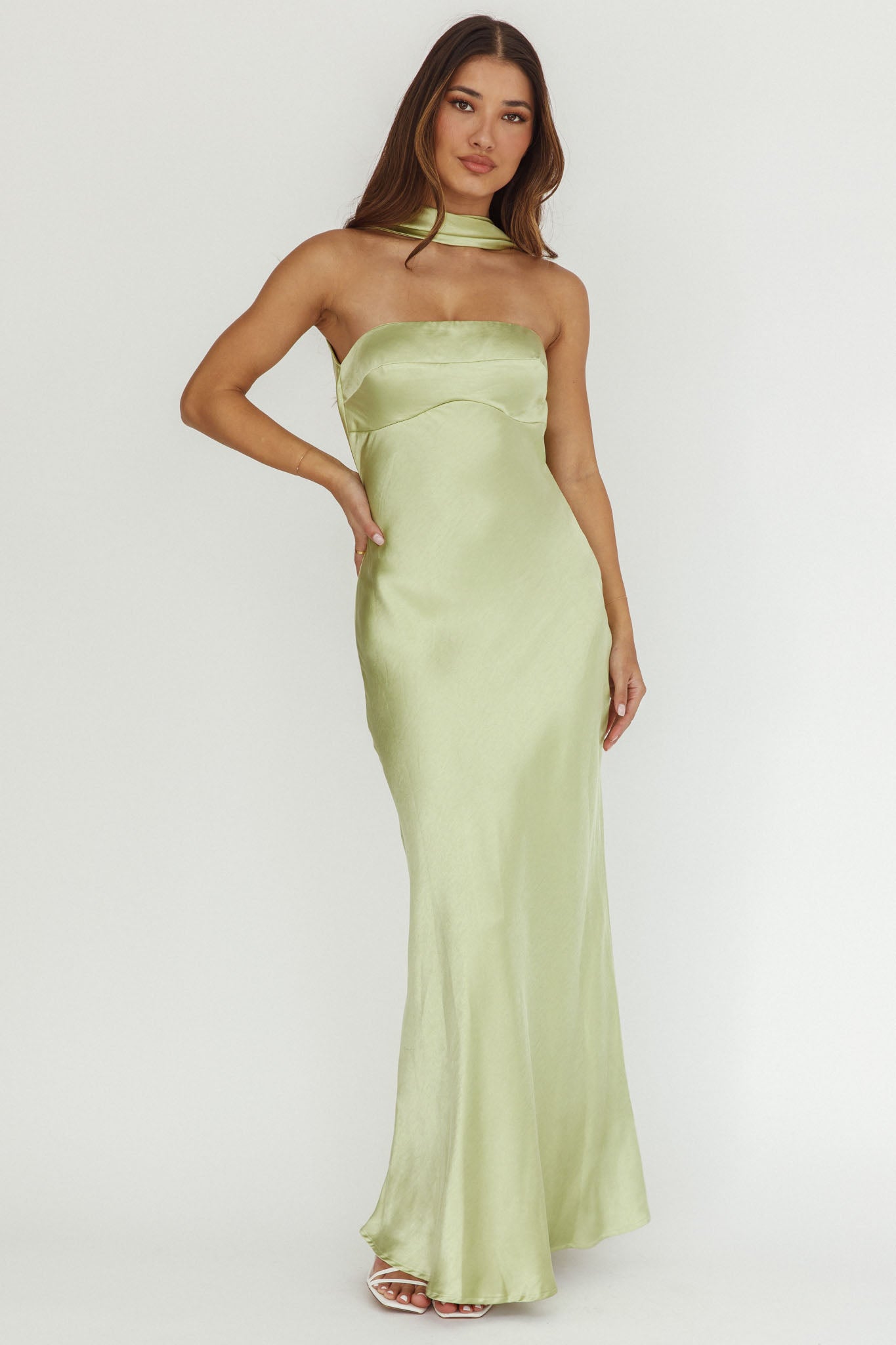 Abito lungo Damsel Reverse Halter Pistachio