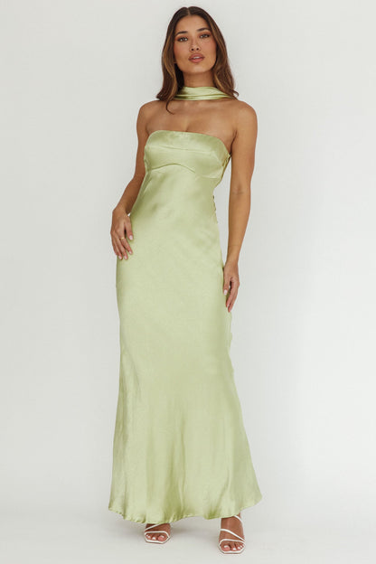 Abito lungo Damsel Reverse Halter Pistachio