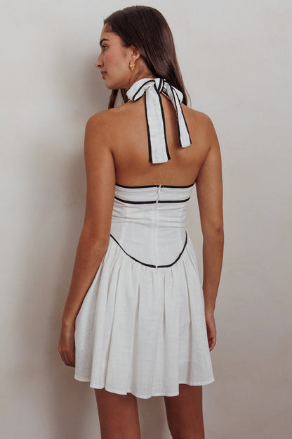 Mini abito Rune con scollo all'americana bianco