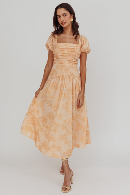 Abito midi con maniche a sbuffo Telma Blush