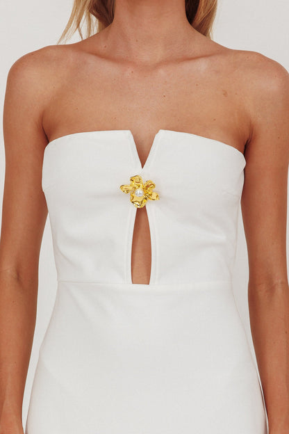 Sonrisa Abito lungo senza spalline con cut-out bianco