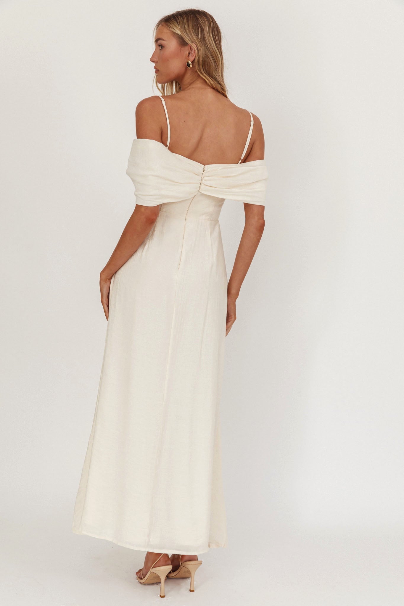 Lillibet Abito midi con fiocco sul busto color crema