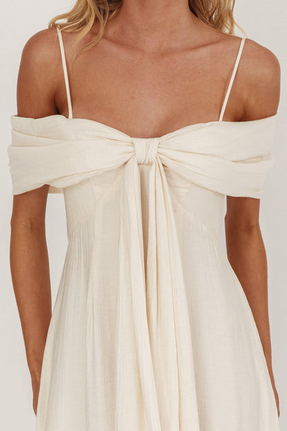 Lillibet Abito midi con fiocco sul busto color crema
