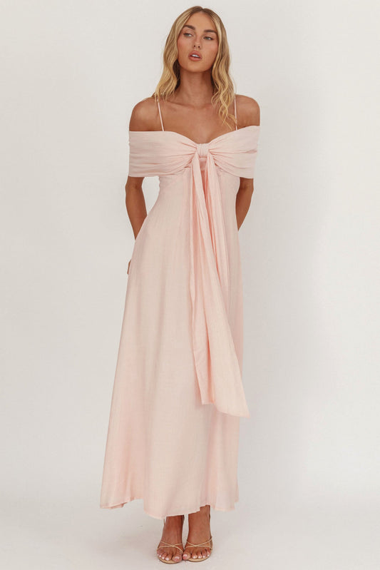 Lillibet Abito midi con fiocco e busto annodato rosa