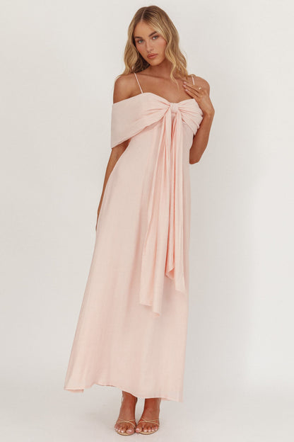 Lillibet Abito midi con fiocco e busto annodato rosa