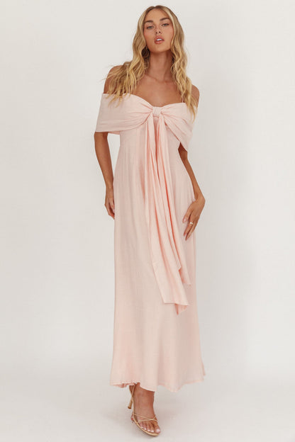 Lillibet Abito midi con fiocco e busto annodato rosa