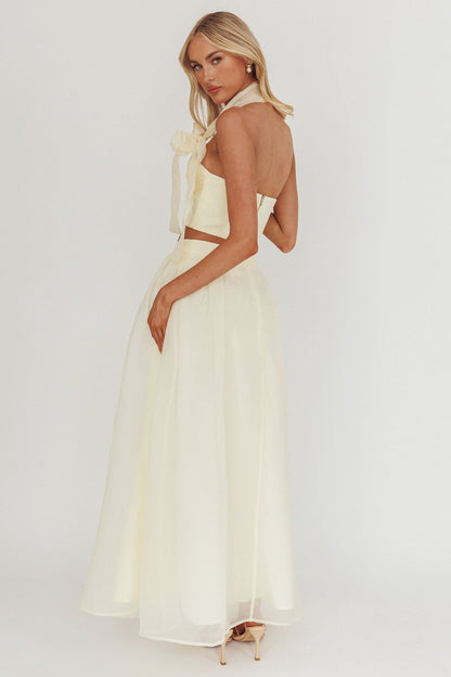 Gonna lunga in organza Simple Things color burro