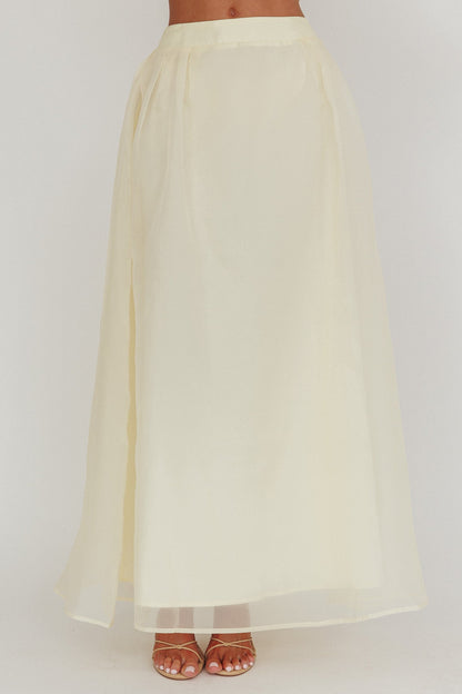 Gonna lunga in organza Simple Things color burro