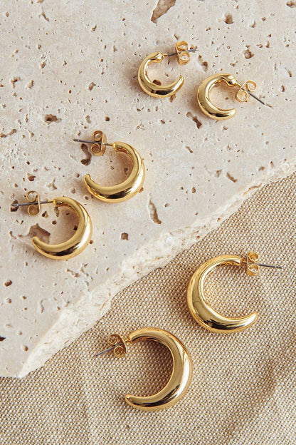 Set di orecchini a mezzo cerchio Cece placcati oro