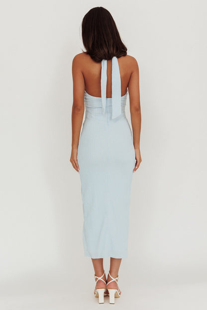 Abito midi Oracle con scollo all'americana blu