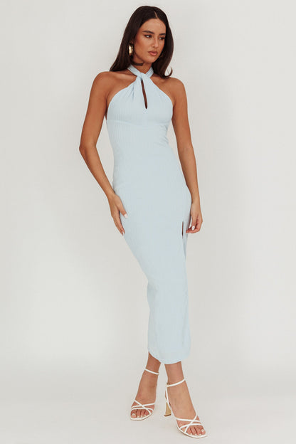 Abito midi Oracle con scollo all'americana blu