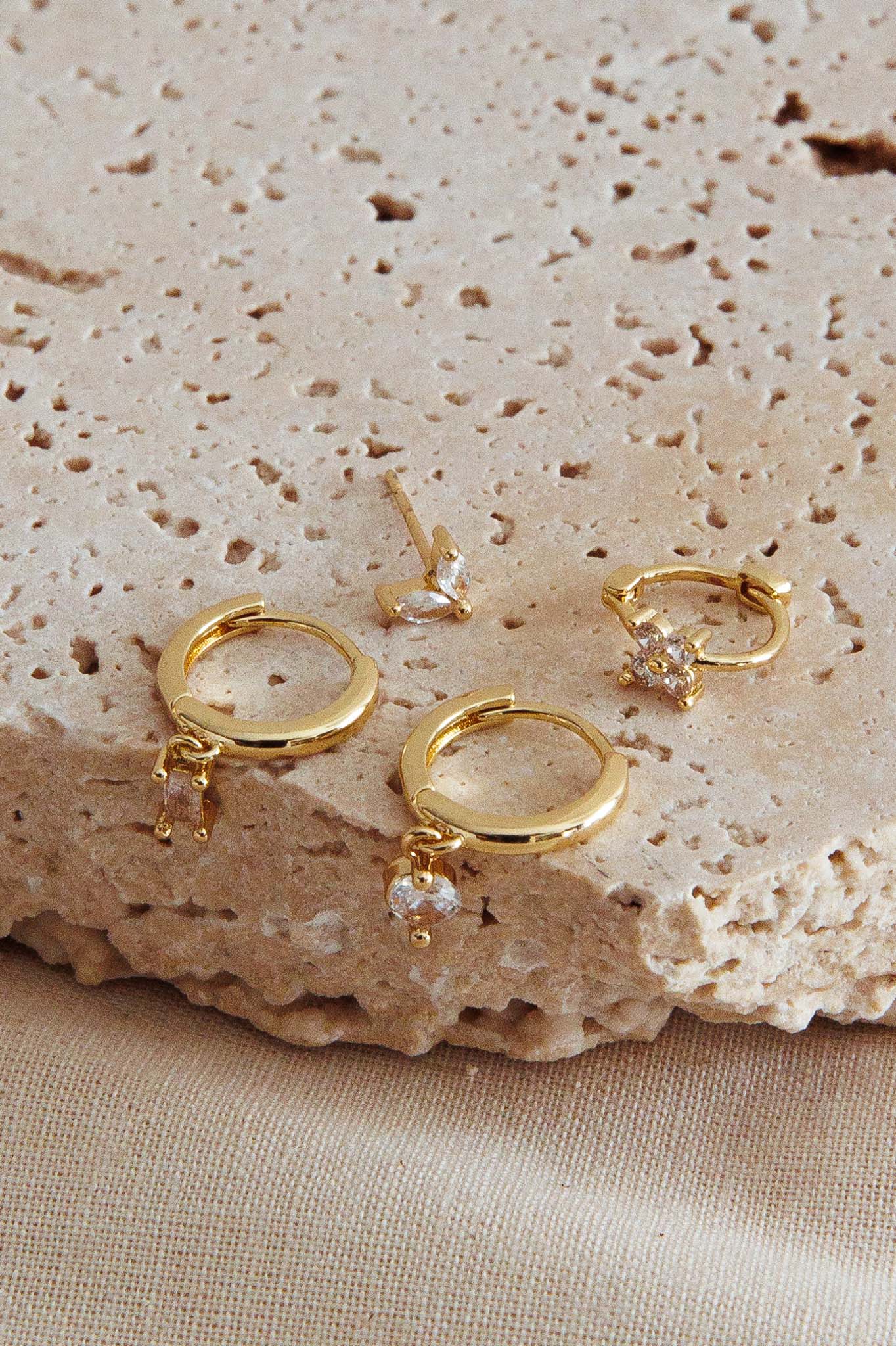 Set di orecchini con cristalli Treasures in oro