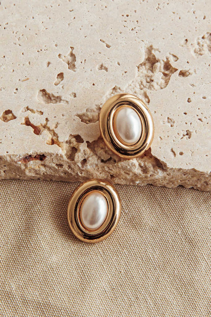Orecchini ovali Meredith in oro e perle