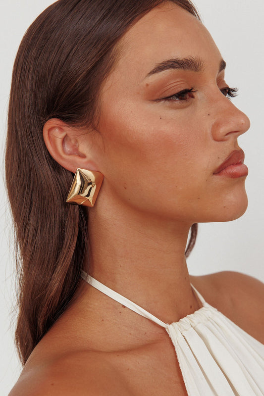 Orecchini rettangolari cabochon Hendrix in oro