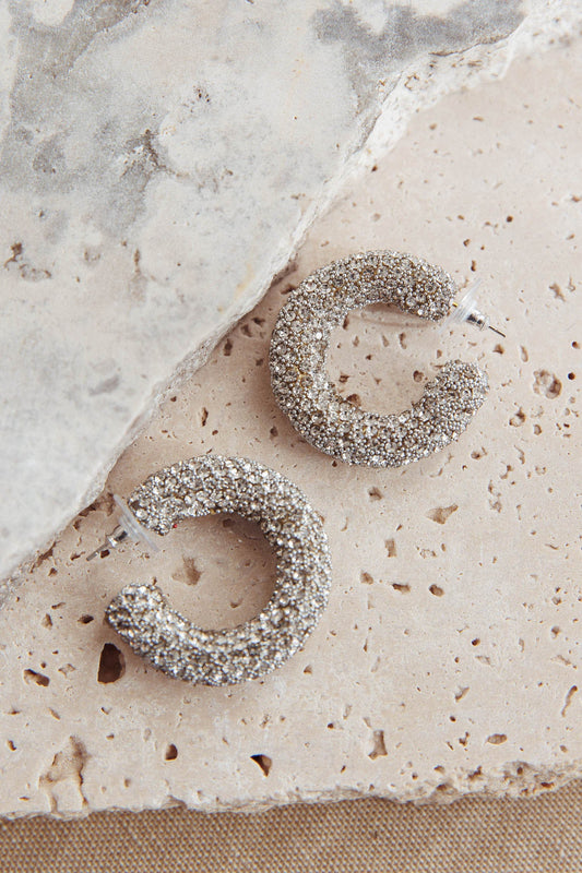 Orecchini semi-cerchio Gigi in argento con diamanti