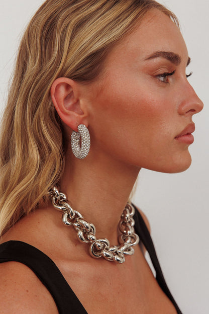 Orecchini semi-cerchio Gigi in argento con diamanti