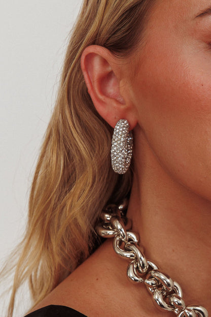Orecchini semi-cerchio Gigi in argento con diamanti