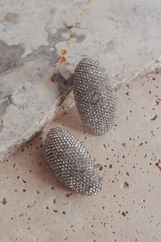 Orecchini Candice Oval Cabochon in argento con diamanti