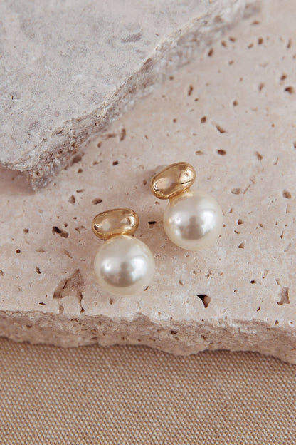 Orecchini a bottone con perle Lulu in oro/perla