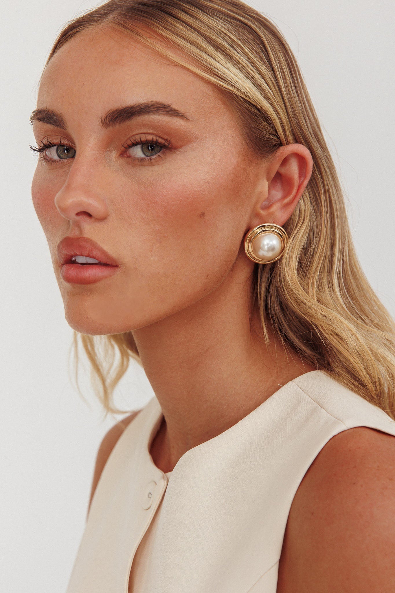 Orecchini Sara Pearl Circle Oro/Perla