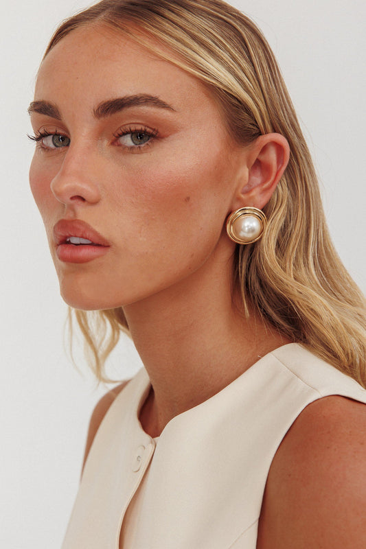 Orecchini Sara Pearl Circle Oro/Perla