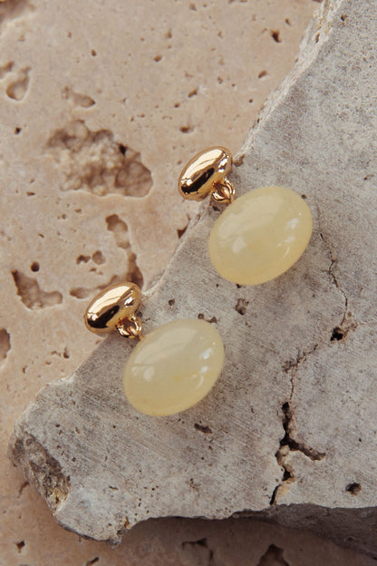 Orecchini cabochon ovali Love Song in oro/avorio