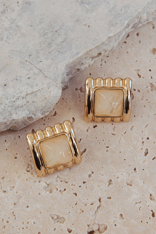 Orecchini geometrici Silvia in oro/avorio e tartaruga