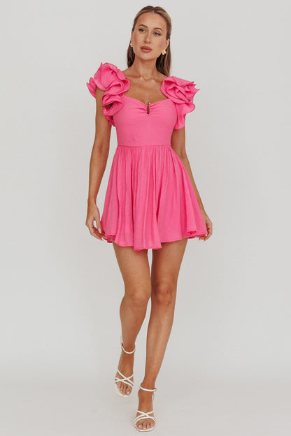 Sunday Dreams Mini abito rosa con spalline a balze